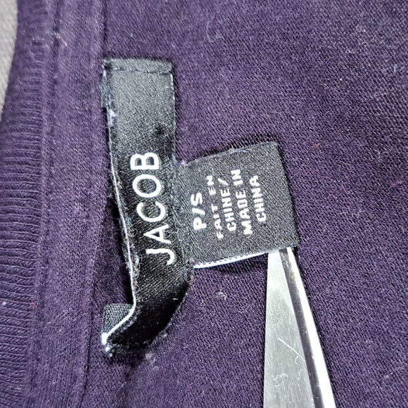 Jacob Eggplant Purple with Black Sequins Embellished Round Neck Tee VG S - Picture 4 of 7